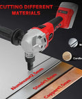 Cordless Metal Nibbler For 18V Batteries With Brushless Motor, 3 Speed Metal Cutter cutting aluminum, steel, and copper sheets