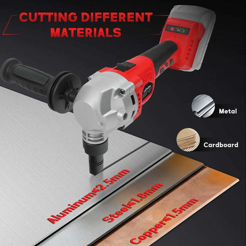 Cordless Metal Nibbler For 18V Batteries With Brushless Motor, 3 Speed Metal Cutter cutting aluminum, steel, and copper sheets