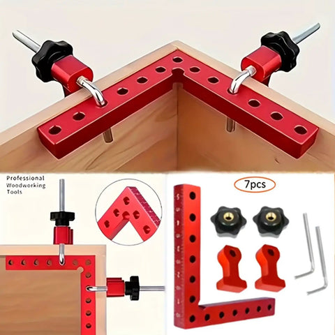 Seven Piece 90 Degree Precision Right Angle Clamp Set For Woodworking And Frame Making Keeps Corners Square In Picture Frames Boxes Drawers And Cabinets Boosting Your Pro Crafting Workflow And Accuracy, 7 pcs red aluminum