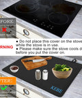 Stovetop Protector Mat For Glass And Ceramic Cooktops, Heat Resistant Silicone Thick Induction Cover, 28.5 By 20.5 Inches showing before and after use.