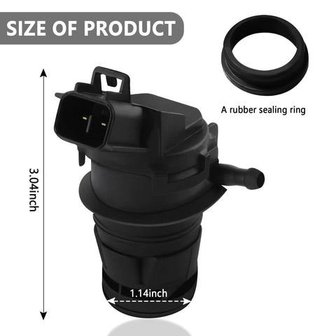 Plug And Play Windshield Washer Pump Replacement Kit With Grommet 12V For Toyota Lexus Mazda Honda Fits OEM 85330-60190 size chart