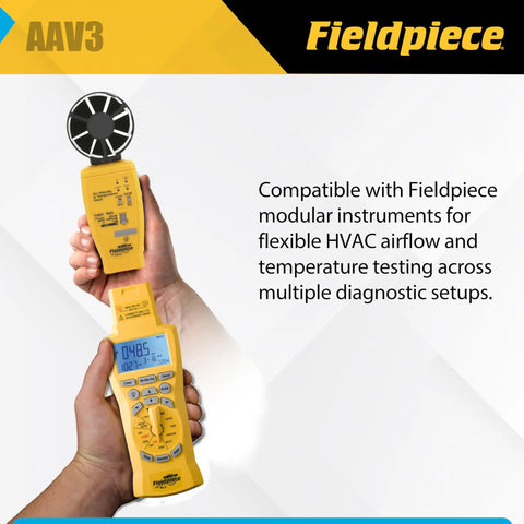 Air Velocity And Temperature Test Head For HVAC Diagnostics With Real Time And Average Readings, Quick CFM Estimation device held