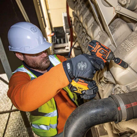 Worker using 2 In 1 Impact Socket Set With One Half Inch Drive, 5 Piece Deep Twelve Point Sockets In Dual Sizes for quick swaps