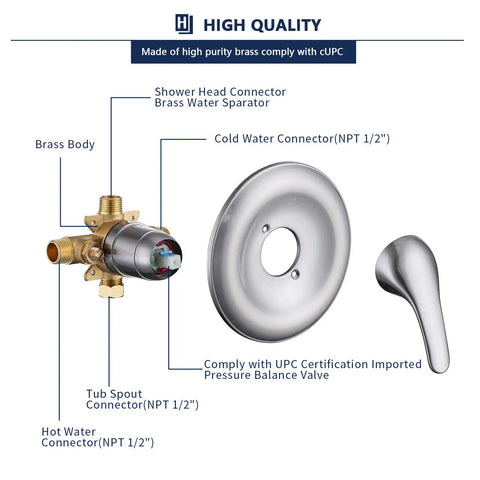 High quality brass valve components for dual shower head system with valve chrome 2 in 1 liftable handheld shower