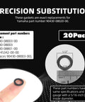 20 Pack Black Lower Gear Case Oil Drain Gaskets For Yamaha 90430-08020-00 And 90430-08003-00 displayed with measurement.