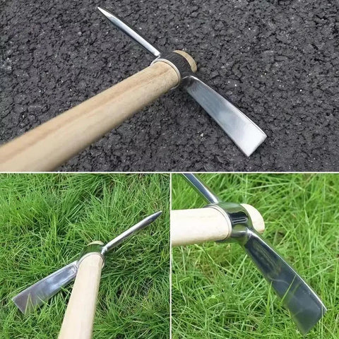 Stainless Steel Garden Hoe Pick With Double Headed Pickaxe 2 In 1 Multipurpose Mattock Hoe Garden Tool for Weeding on grass