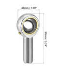 Rod End Bearing 3/4 Inch Bore With 3/4-16 Left Hand Thread Pre Lubricated Spherical Ball Joint Built For Tough Jobs, 45 Steel Body And Hardened Bearing Steel Ball, 29 kN Static And Dynamic Load Capacity, 3.74 in overall length
