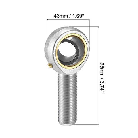 Rod End Bearing 3/4 Inch Bore With 3/4-16 Left Hand Thread Pre Lubricated Spherical Ball Joint Built For Tough Jobs, 45 Steel Body And Hardened Bearing Steel Ball, 29 kN Static And Dynamic Load Capacity, 3.74 in overall length
