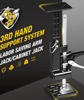 Yellow Jacket 2 Pack Cabinet Jacks For Drywall And Shiplap Installation showing a heavy duty jack with adjustable height and ergonomic handle.