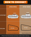 Comparison chart for CVT Transmission Filter Kit With Oil Cooler Filter And Pan Gasket, detailing sizes and fitment options, part 31728-1XF03.