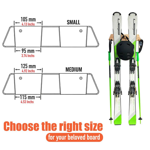 Kickass Oakwood Ski Rack With 3 Hooks Wall Mount Storage For Skis Snowboards Longboards with size guide for skis.