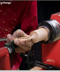 Flyrivergo 14 Inch By 40 Inch Benchtop Mini Wood Lathe Machine 370 Watt 110 Volt Power Turning Tool For DIY Woodworking Projects Red Finish, shaping wood.