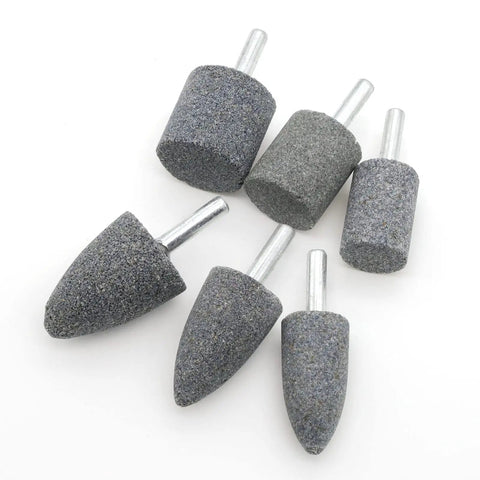 18 Piece Two Shape Head Mounted Stone Point Abrasive Grinding Wheel Bits Set With One Quarter Inch Six Millimeter Mandrel For Rotary Tools