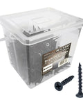 Contractor Grade Size 6 X 1-5/8 Drywall Screws 500 Pack Coarse Thread Wood Stud Fasteners in clear container with one screw visible.