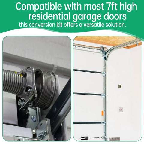 Garage Door Torsion Spring Conversion Kit For 7 Foot High Doors With Cable Rollers, Beefed-Up Cables, Brackets And Hardware in use