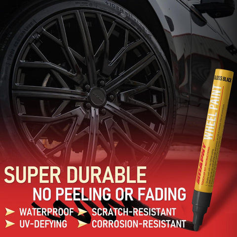 Gloss Black Wheel Scratch Repair Kit For Curb Rash And Scuffs, DIY Alloy Wheel Repair, Rim Paint Pen For Black Wheels