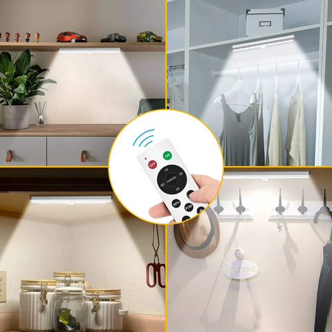 20 LED Rechargeable Under Cabinet Light Bar With Remote Control Wireless Stick Anywhere Night Light for Stairs and Wardrobe