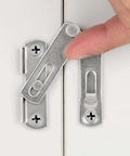 Four Pack Barn Door Latches Stainless Steel Brushed Nickel 1.89 Inch Square Flip Latches being installed on a cabinet door