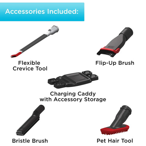 Cordless Car Vacuum With Extendable 4 Foot Hose And Detailing Kit, Includes Flexible Crevice Tool, Flip-Up Brush, Bristle Brush, Pet Hair Tool
