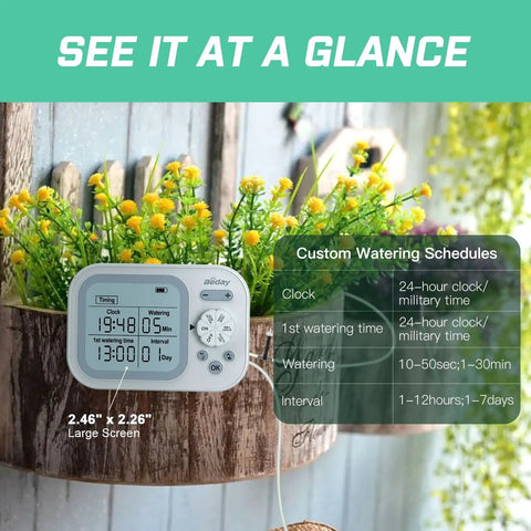 Hands Free Indoor Plant Waterer System For Fifteen Potted Plants Auto Drip Irrigation Kit With Programmable Timer Display