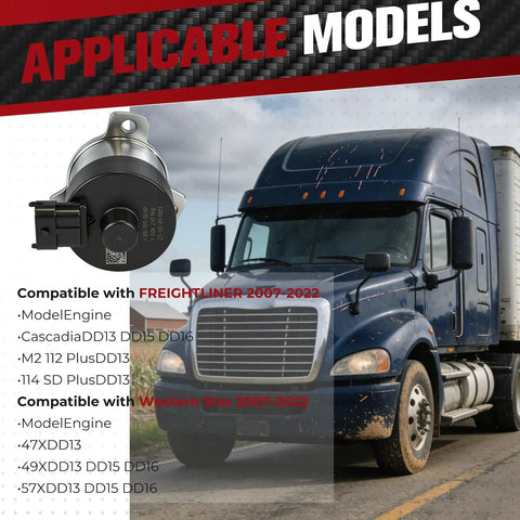 Bulletproof Fuel Meter Quantity Control Valve Pump Metering Unit For Freightliner Cascadia DD13 2007 to 2022 shown from side.