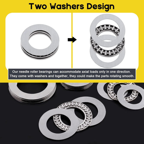Mardatt thrust needle roller bearing set with washers, chromium steel, 24 pcs (front view)