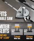 Universal Table Saw Miter Gauge With Aluminum Miter Bar, 27 Angle Stops on a table saw, fits 3/4 x 3/8 inch slots