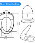 Elongated Toilet Seat Slow Close White Built To Last Heavy Duty With Non Slip Bumpers Easy To Install And Clean PP Material Replacement Fits All Toilet Brands Universal For Elongated Toilets with dimensions