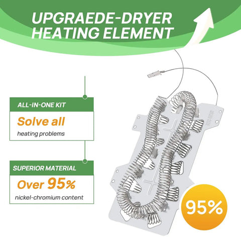 2 Pack Dryer Heating Element Replacement 5300W 240V Fits Most Dryers Replaces DC47-00019A Includes Insulators And Restring Coil