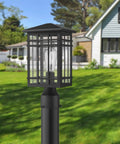 Outdoor Post Light Fixture With Seeded Glass In Black Finish Exterior Pillar Lantern For Patio Pathway And Driveway Lighting Durable Weatherproof Porch Post Lighting For Gardens Walkways And Curb Appeal in garden setting