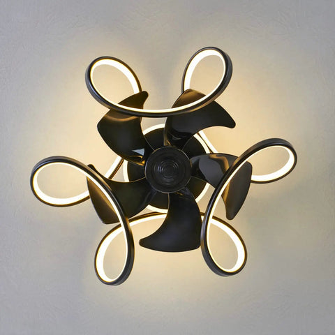2 In 1 Bladeless Ceiling Fan With Lights Remote Control For Living Room And Kitchen, Dope Low Profile Geometric Design top view