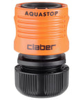 Heavy Duty Quick Connect Hose Fittings Half Inch Female Rubber Stop Coupling For Garden Irrigation And Home Plumbing Works in orange and black.