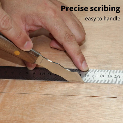 Heavy Duty Long Neck Marking Knife For Woodworking Features A Razor Thin Precision Blade And Dual Groove Handle used for precise scribing on wood.
