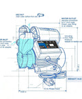 Diagram of Beefy 1.5HP Booster Pump With Mechanical Pressure Switch, 1600 GPH Flow, 120 Ft Max Head, Self Priming Utility Water Pump