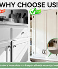 Comparison of cabinets with and without Heavy Duty Magnetic Cabinet Door Catch For Cabinets And Drawers, doors securely closed.