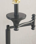 Close-up of Wentworth Swing Arm Floor Lamp In Burnished Bronze Finish showing swing arm detail and part of the lamp post