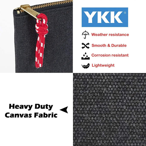 Close-up of the YKK zipper on Heavy Duty Canvas Document Organizer Portfolio showcasing durable canvas fabric.