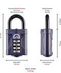 Beefy 4 Wheel Combination Padlock With Hardened Steel Shackle And Alloy Lock Body Weatherproof For Home Shed Gate Boat Garage