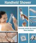 All In One 10 Inch Rainfall Shower Head With Handheld Kit, Wall Mounted Shower System with handheld spray and hose installation guide