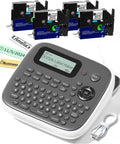 Handheld Label Printer Machine With 12 Mm Waterproof Tapes And Laminated Vinyl Sheets For Kids Backpacks And Classroom Organization Multiple Templates And Kick Ass Chemical Resistance with multiple label tapes and display.