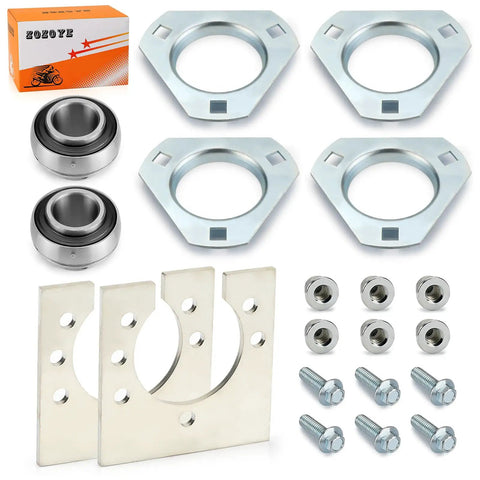 1 Inch Live Axle Bearing Kit For Go Karts Mini Bikes Trikes And Off Road ATVs With 3 Hole Flangette Mount Hangers