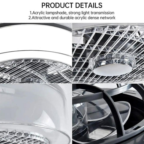 Acrylic lampshade and blades of Dope 16 Inch Flush Mount Ceiling Fan With Lights Remote Control LED Dimmable 3 Color Temperature 7 Blade Enclosed