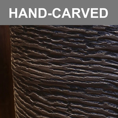 Close-up of hand-carved texture on the Handcrafted Ceramic Vessel Sink With Floor Stand And Basin Combo Featuring Built In Faucet Shelf And Durable Nonporous Drain For Indoor Outdoor Bathroom Remodel No Sweat Setup Sweet Upgrade.