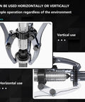 Beefy 50T Bearing Puller Separator with adjustable 2 or 3 jaw mechanism shown in both vertical and horizontal use