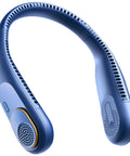 Portable Neck Fan With 5200mAh Battery Bladeless Personal Cooler, blue, front view