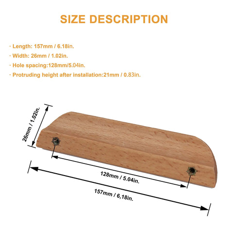 Solid Wood Cabinet Handles 5 Inch, 4 Pack Drawer And Wardrobe Pulls For Furniture And Cabinetry size dimensions and specifications