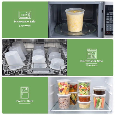 Hella Durable Leakproof Deli Containers With Secure Lids 48 Sets For Takeout Meal Prep And Leftovers Storage Bpa Free Plastic Soup Bowls Microwave Dishwasher Freezer Safe
