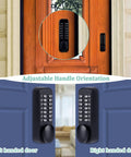 Keyless Mechanical Combination Lock With Keypad, Black Finish, No Batteries Or Wiring Needed, One Hundred Percent Mechanical Door Lock For Secure Access on doors with adjustable handle orientation.