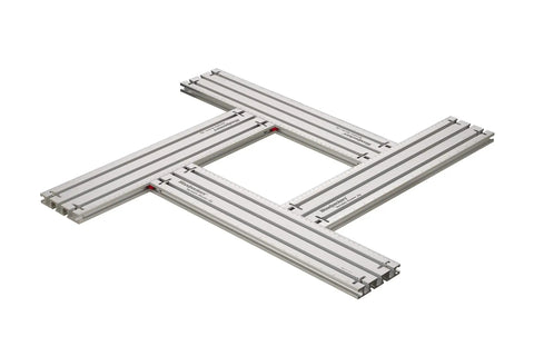 Dead On Heavy Duty Adjustable Variable Router Jig Kit 18X32 Inch Base featuring aluminum rails for precise cuts.