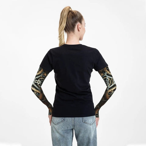 Ice Cold Sun Blocking Arm Sleeves Featuring Gear Art Ice Silk Cooling Covers For Cycling Golf Fishing And Gardening Rad UPF Shield For Summer Rides And Weekend Projects